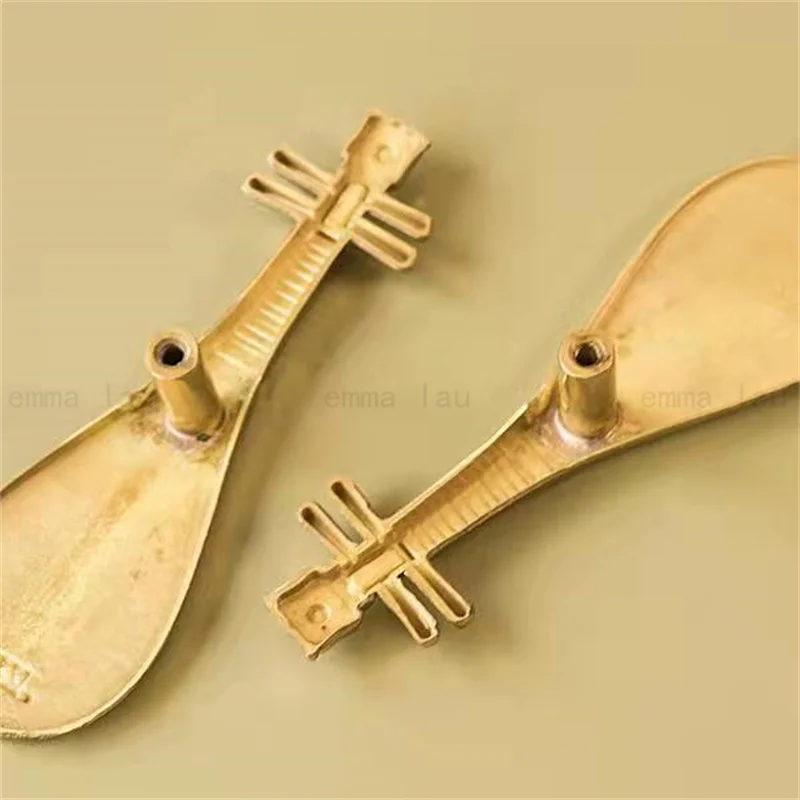 New Creative Lute Shape Brass Knob and Handle Single Hole Drawer Cabinet Door Knobs Wardrobe Cupboard Door Handles