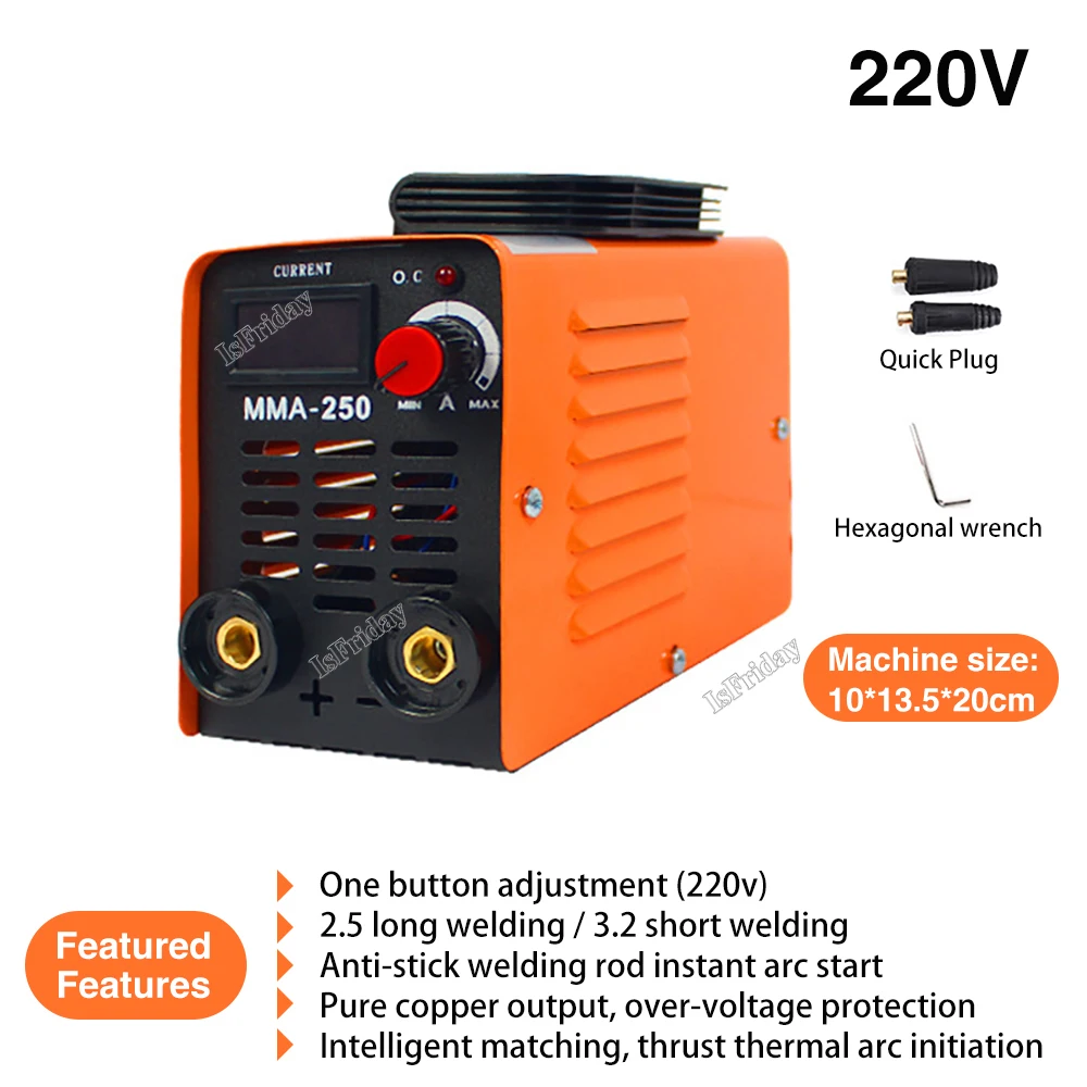 MMA-250 Welding Machine Inverter Arc Electric Welding Machine 20-250A Current Adjustable Welders With Tool Storage Box