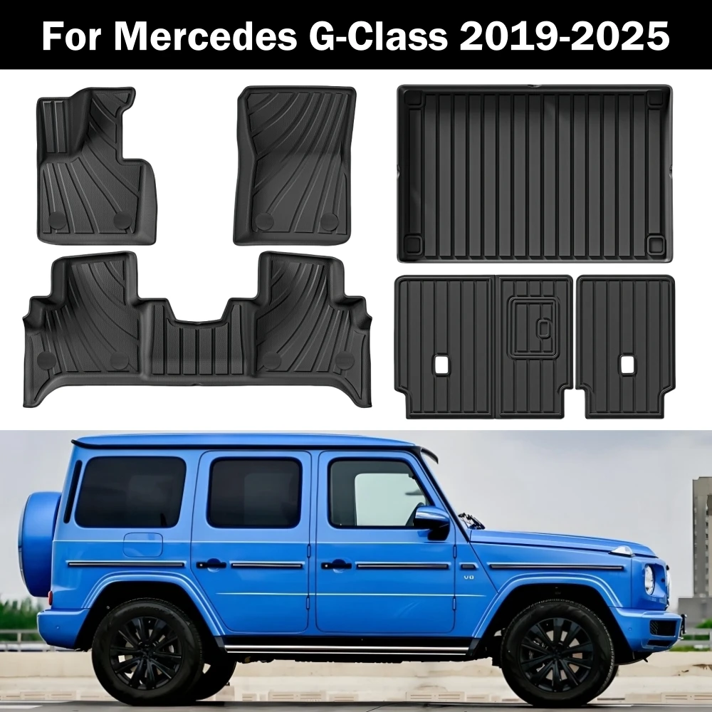 For Mercedes-Benz G Class/G500/G550/AMG G63 SUV 2019-2025 TPE 3D Floor Mats Custom Fit Floor Liner Trunk Mat Left Hand Drive