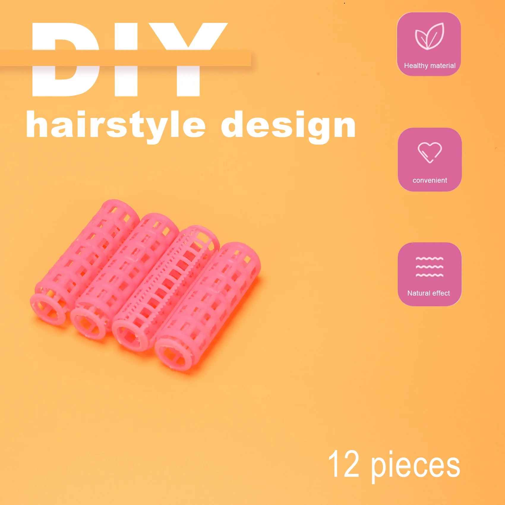 ¡El más nuevo! 12 clips para rizadores de rodillo de peinado DIY de plástico rosa