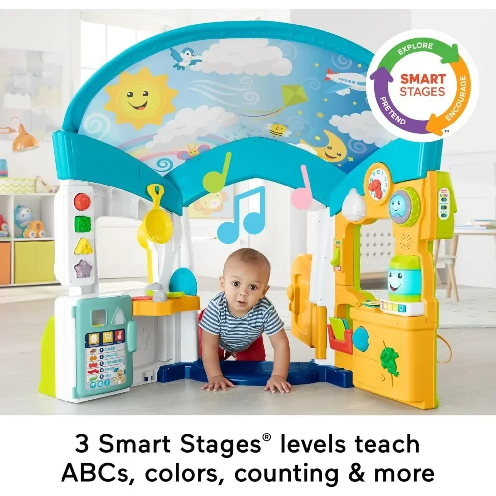 Playhouse, Fisher-Price Juguete para bebés y niños pequeños Laugh & Learn Casa de juegos de aprendizaje inteligente con luces sonidos A