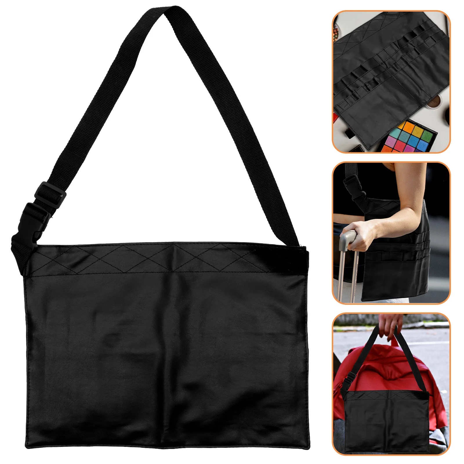 

Makeup Brush Bag Pu Waist Pouch For Women Multifunctional Organizer Apron Storage Dresser Pouch