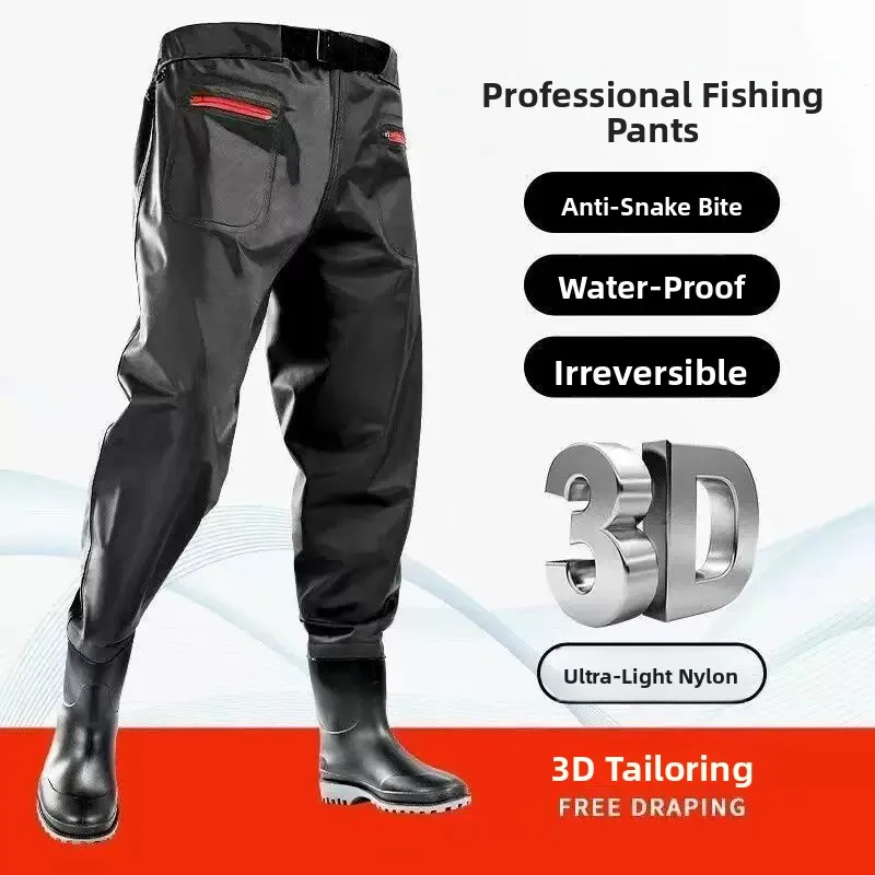 Ultra-Thin Thickened Waterproof Overalls Waist-Length Nylon Half-Body Fishing Shoes Wear-Resistant Rain Boots for Fishing