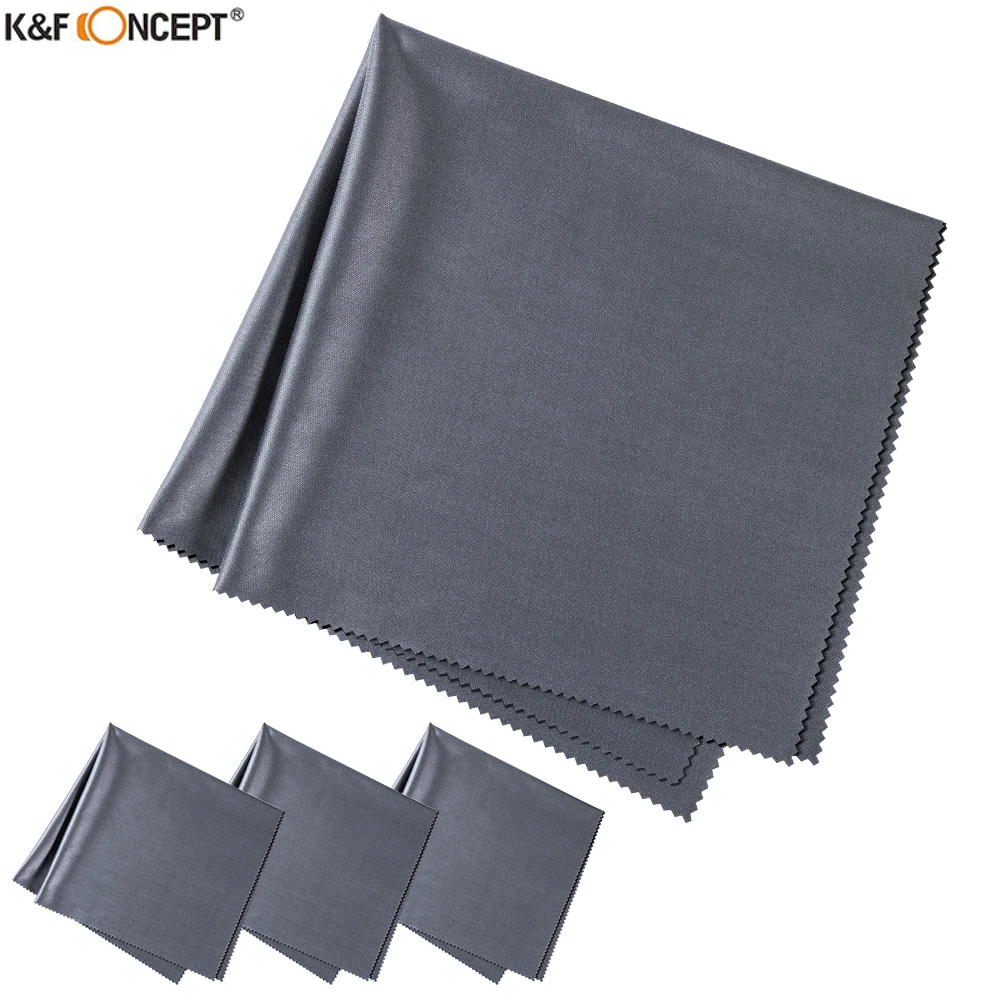 K&F Concept Dark Grey 4pcs 40.6*40.6cm Microfiber Cleaning Cloth Set Needle One Dust-free Cleaning Dry Cloth for Electronics