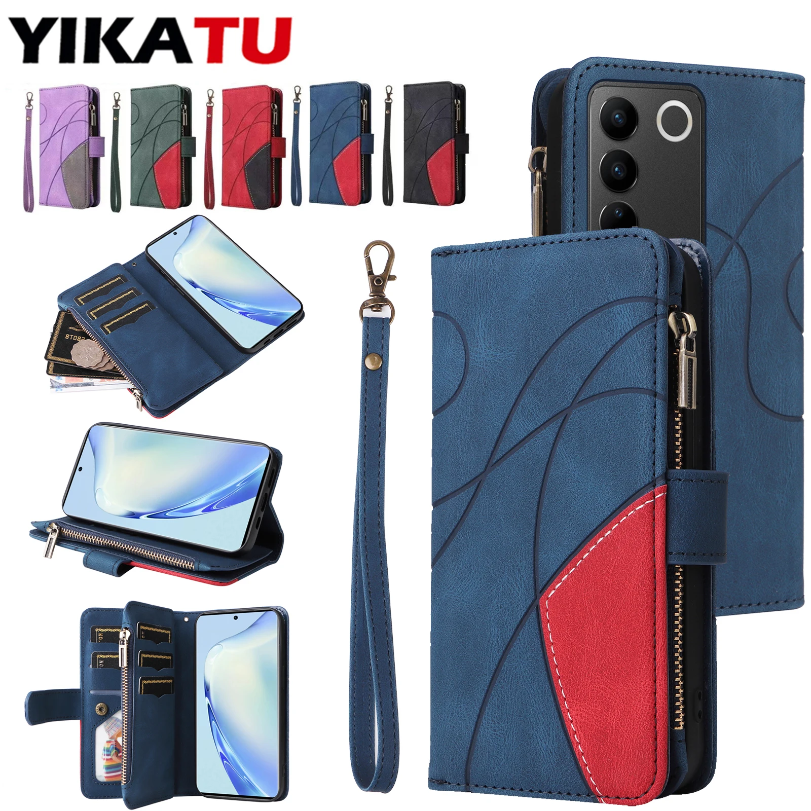 

Leather Wallet Case For VIVO Y76 Y55S Y35 Y27 Y22 Y22S Y16 Y15S Y15A Y02S S17 S16 Pro 5G V29 Lite V27 Y78 Plus Flip Card Coque