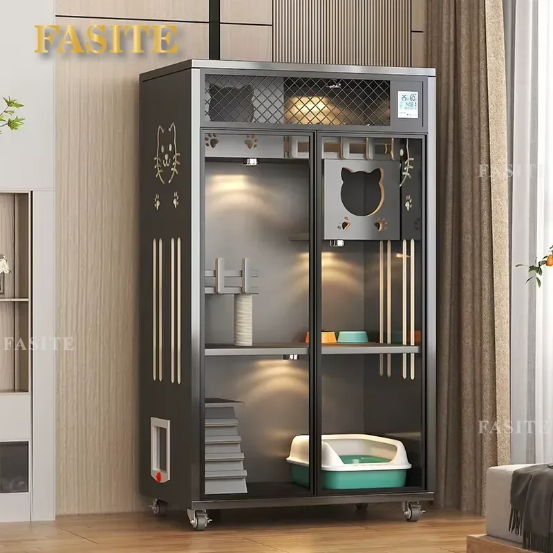 For Cat House Modern Eco-friendly Breathable Solid Wood Pet Apartment Customizable Size Indoor Furniture Factory Supply