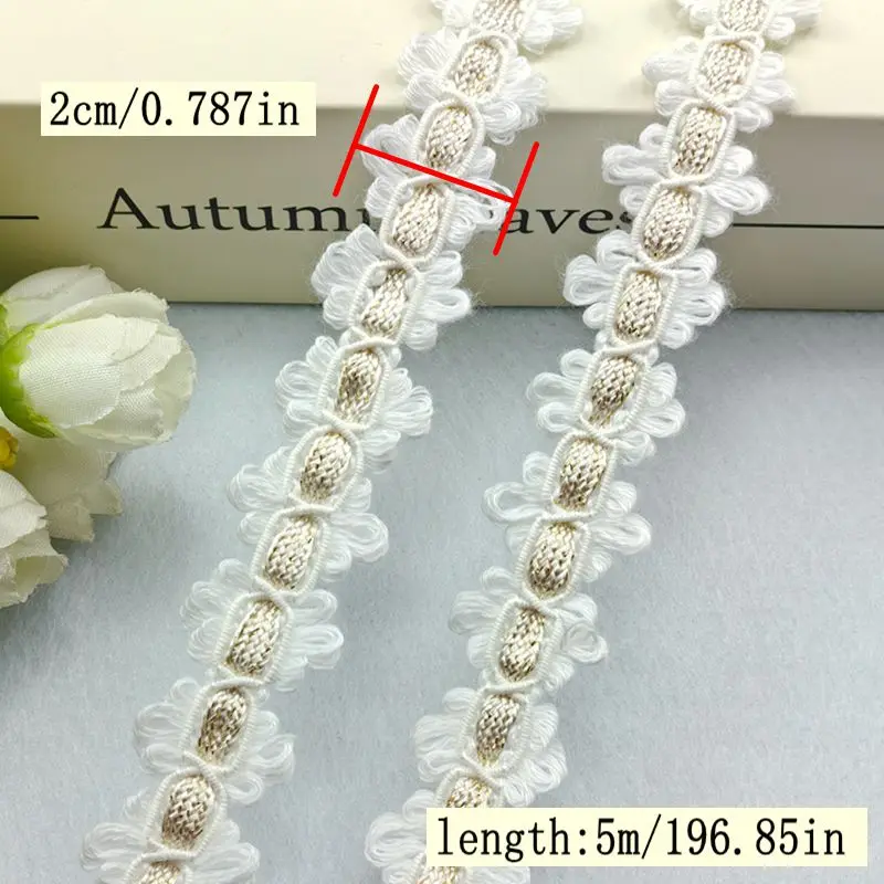 5Meter/16,4 Kaki Setiap Pak Sabuk Renda Baru Aksesori Pakaian DIY Pakaian Renda Tirai 8 Karakter Renda Tiga Bunga