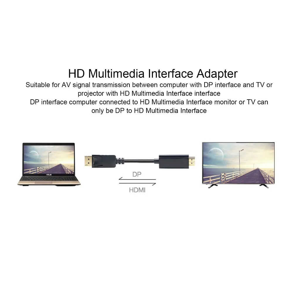 

4K30HZ/1080P DisplayPort to HD Multimedia Interface Adapter 1.8m/5.9ft DP Male to HD Male Cable DP to HD Cable Monitor Use