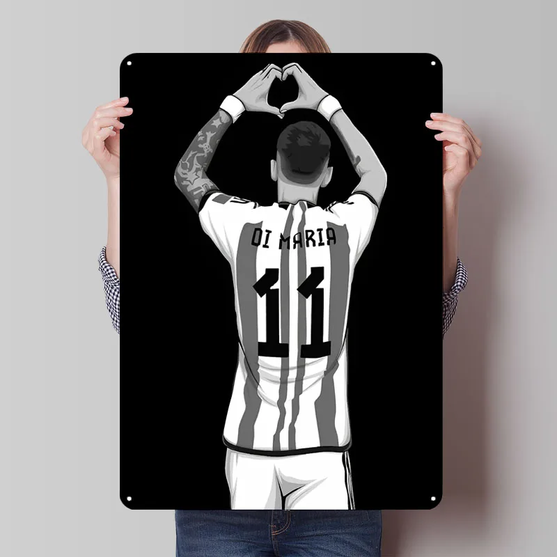 Di Maria Heart Gesture Metal Signs Sport Poster Interior Decoration Room Custom Tinplate Sign for Wall Art Decoration Retro Home