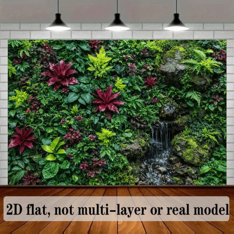 2D planar tropical rainforest plant wall theme background fa