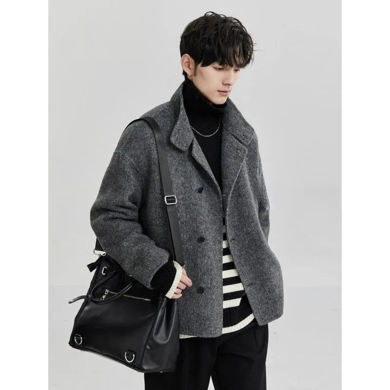 

Wool Blend Jacket Man Elegant Mens Element Pure Canvas College Military Soft Cinching Comfy Cargo Style Recreation Simple Warmer