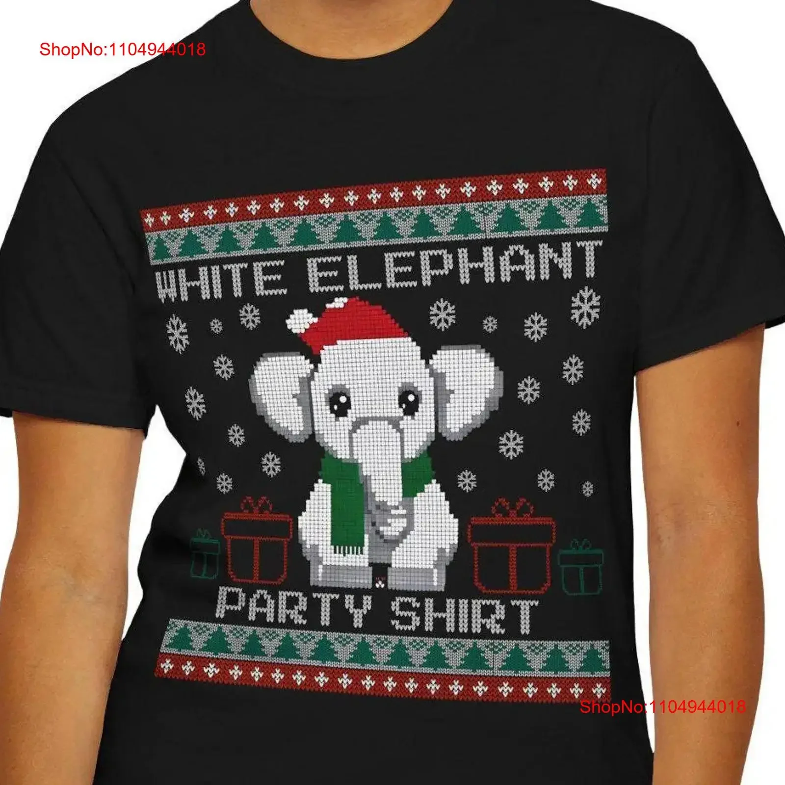 

Футболка для рождественской вечеринки с белым слоном, забавная праздничная одежда для обмена, праздничная одежда, секретная одежда Санта-Клауса, винтажная стильная стильная одежда