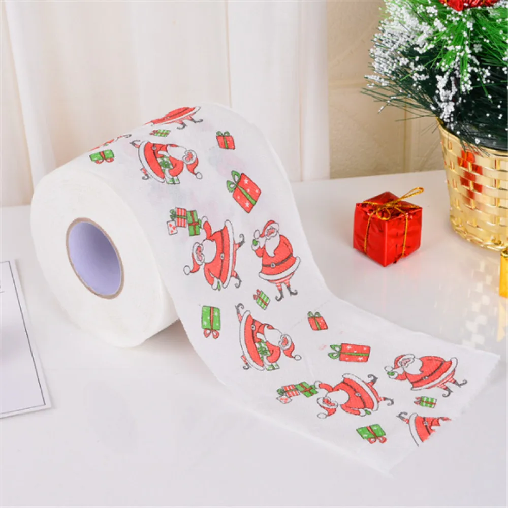 Weihnachten Toilettenpapier Festival Thema Gedruckt Holzzellstoff Toilettenpapier Festliche Geschenke Rolle Weihnachtsmann Rentier Dekor Zubehör – Detail 6