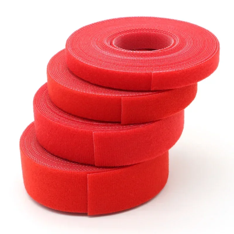 5m/roll Cable Ties Reusable Loop Bundle Self Adhesive Red Nylon Strap Organizer Clip Wire Holder Management Fastening Tape