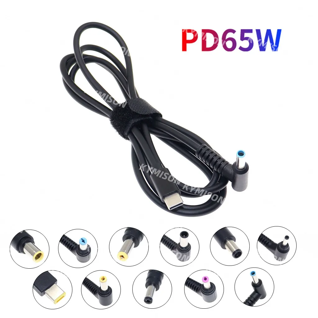 Kabel ładujący USB typu C PD Przewód zasilający DC Konwerter gniazda na 13-wtyczkę męską do ładowarki laptopa Lenovo Asus Dell Hp