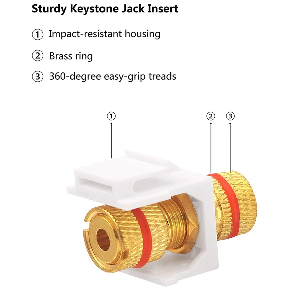 Delicate Texture-Speaker Post Snap-In Banana Keystone Jack - White, 20Pcs