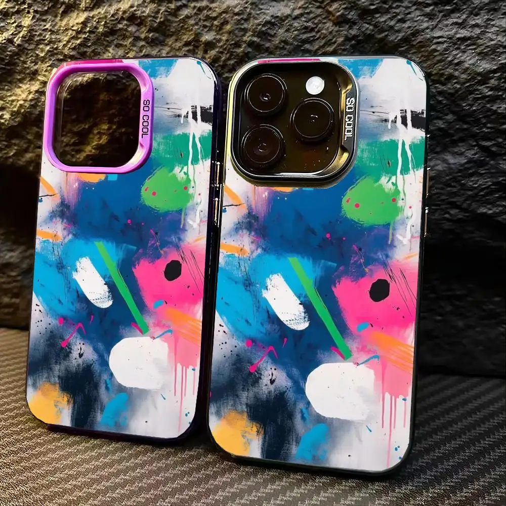 Graffiti art phone case suitable for iPhone 17 16 15 12 11 14 13 Pro Max Mini Plus anti drop and shockproof back cover