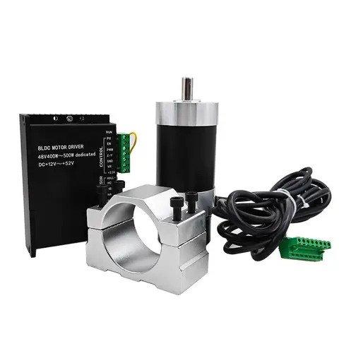 48V 500W Brushless Spindle with ER11 Clamp 57mm 48V Brushless Motor Driver Built-in HALL Sensor for CNC Machine Tools