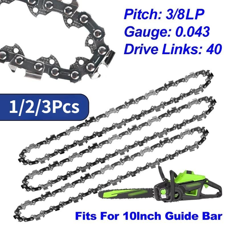 

10 Inch Metal Chainsaw Chain 3/8" LP Saw Chain 40 Drive Link Electric Saw Accessory Replacement Chainsaw Saw Chain