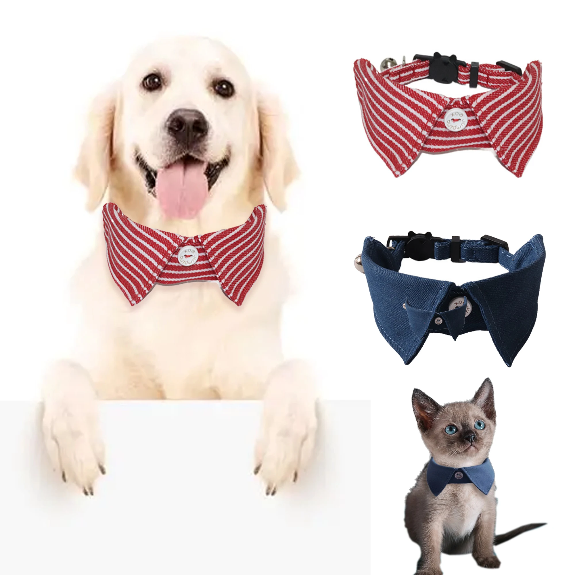 

Cat Collar Dog Bows Puppy Neck Collar Tuxedo Bowtie Pet Kitten Tie for Cats Birthday Party Formal Suit Denim Series Pet Supplies