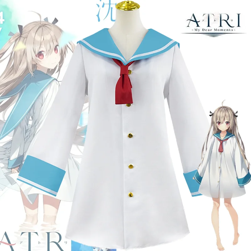 ATRI My Dear Moments Atri Cosplay Costume Cute Skirt Uniform School White Dress Suit Role Play Outfit Halloween Party for Women