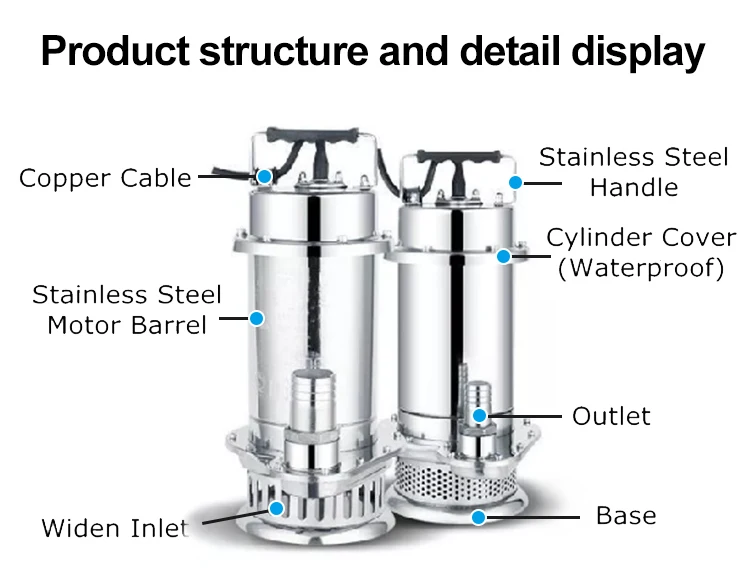 Dc Electric Stainless Steel Submersible Pump 220v 1.1kw Water Pump Sewage Pumps