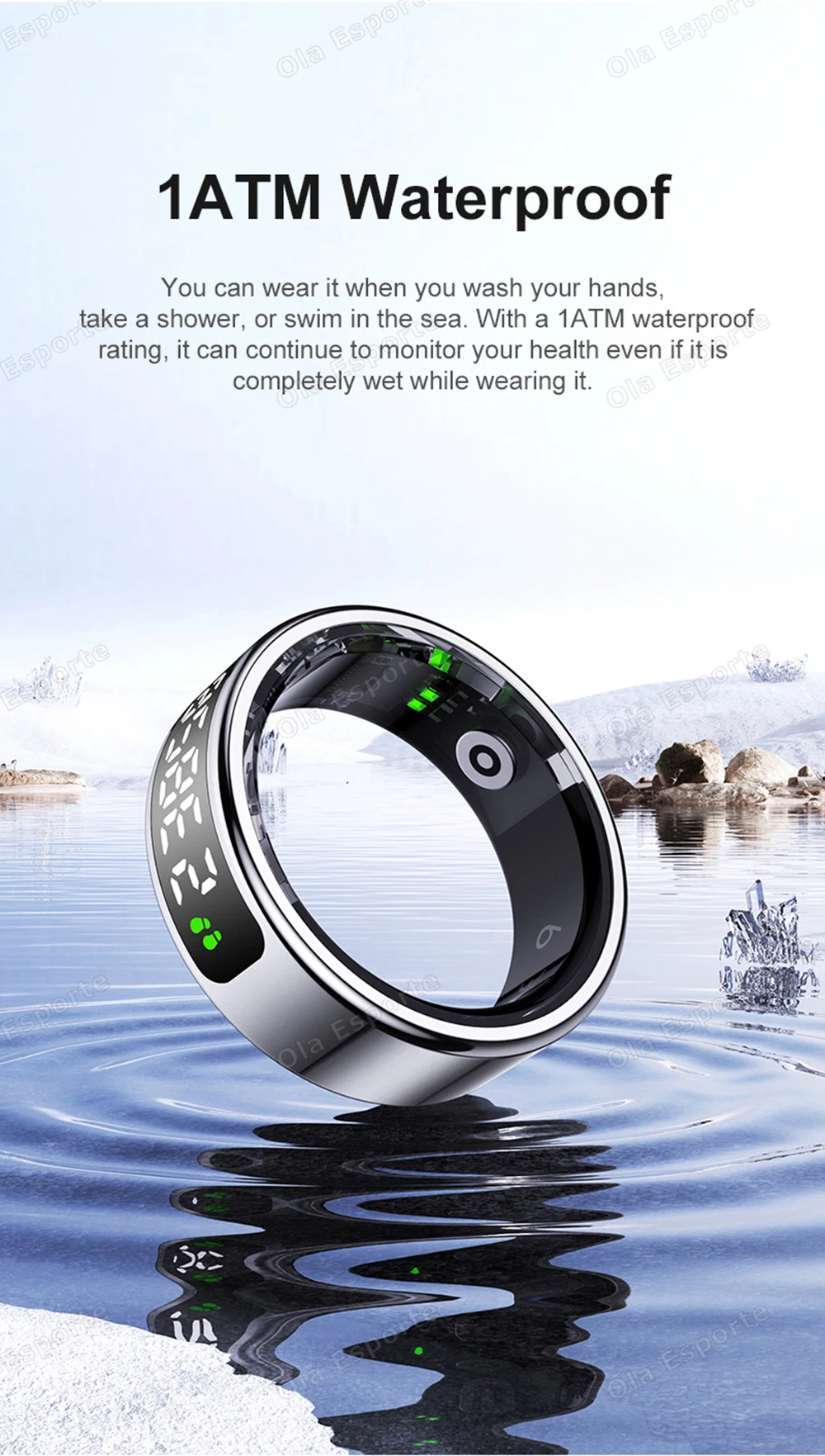 2026 Neue Videosteuerung GPS Motion Smart Ring LED-Anzeige Herzfrequenz Blutsauerstoff-Smartring IP68 & 5ATM Wasserdichter Sport-Smartring – Detail 11