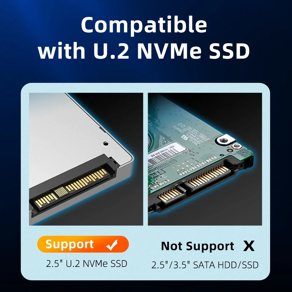 MAIWO U.2 NVMe Docking Station Converter USB 3.2 Type-C Gen 2 to 2.5 inch U.2 PCIe NVME SSD Hard Drive EnclosureAdapter 10Gbps