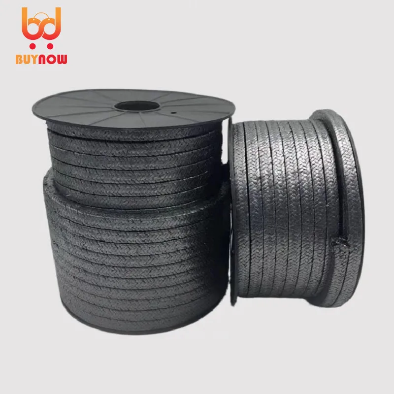 Customized high pressure graphite packing black high resistance gentle sealing graphite packing nickel wire graphite packing