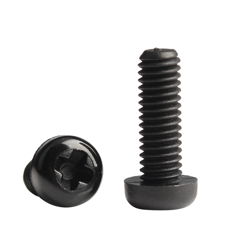 100/ 50/ 20pcs M2 M2.5 M3 M4 M5 M6 M8 Metric Thread Black White Nylon Plastic Phillips Pan Head Cross Round Screw Bolt L= 4-60mm