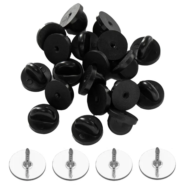50szt Czarny PVC Gumowy Pin Backs Butterfly Clutch Tie Tack Lapel Holder Clasp Pin Cap Keepers for Uniform Badges Replacements
