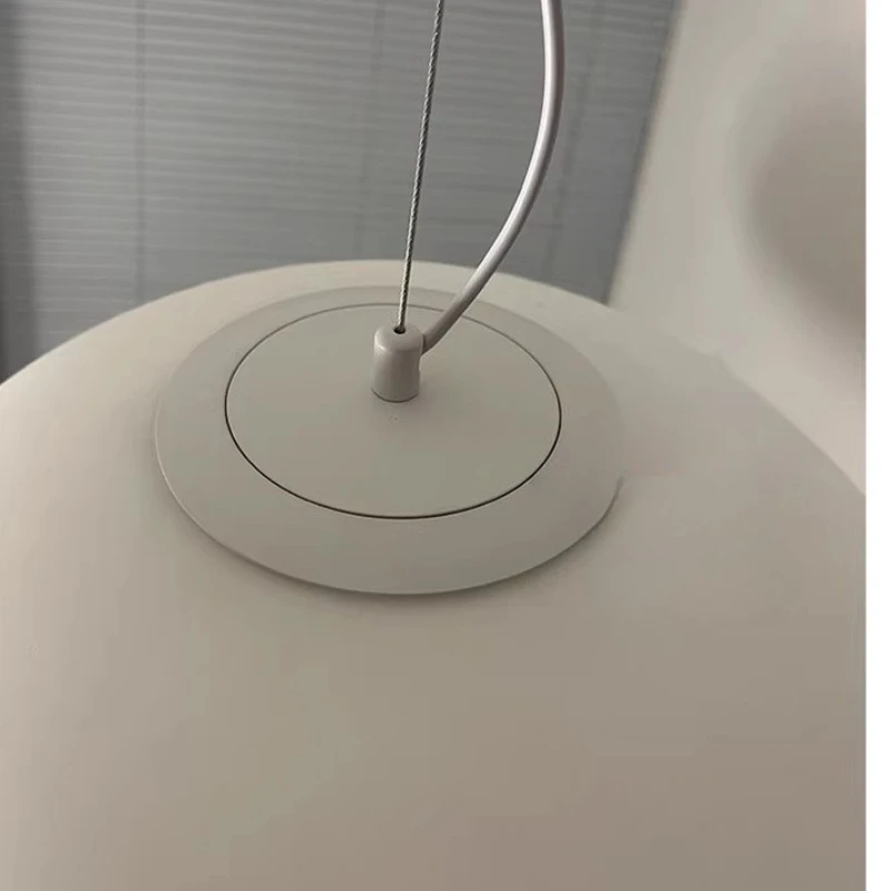 الدنماركية الأبيض استدارة المجال الزجاج قلادة أضواء LED الحديثة كريمي نمط غرفة نوم دراسة السرير مطعم المطبخ مصباح معلق #6