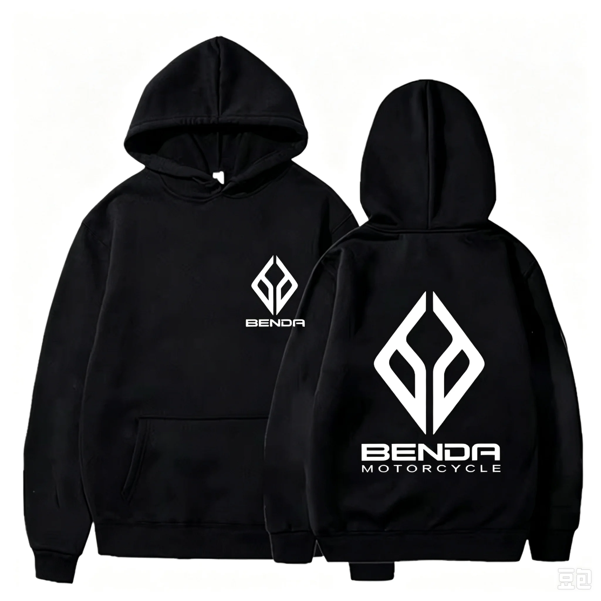 Classic Benda Motorcycle Logo Printed Hoodie Unisex Autumn Winter Casual Street Style Pullover for Men's and Women's Hoodie Top