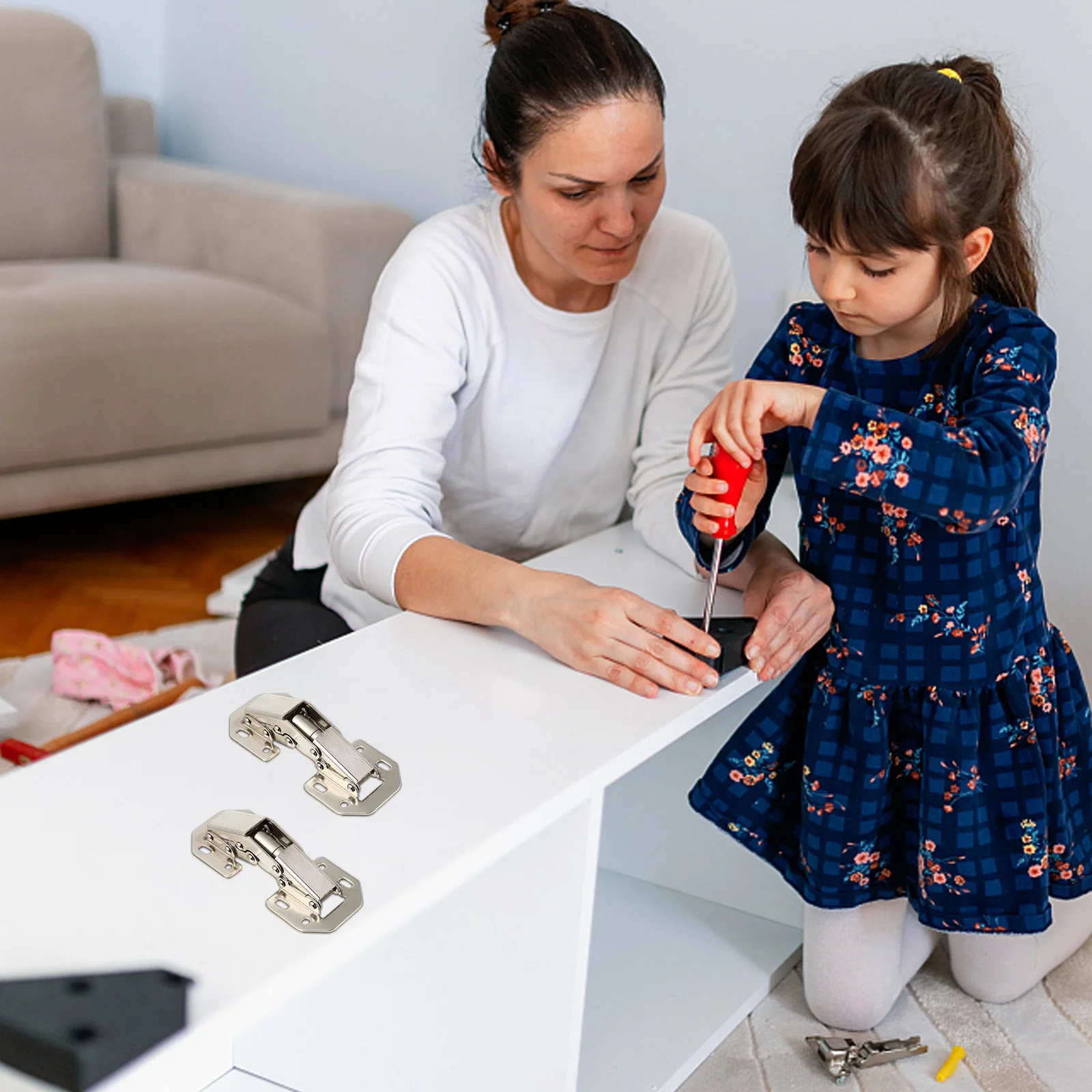 

4Pcs Furniture Hinges Heavy Duty Kitchen Cabinet Door Hinges Durable Cold Rolled Steel for Drawer Wardrobe Cabinet