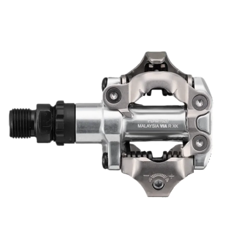 Pedal Shimano PD-MT520 M520, pedal de doble cara SPD, color negro y plateado, para bicicleta de montaña MTB, pedal original Shimano.