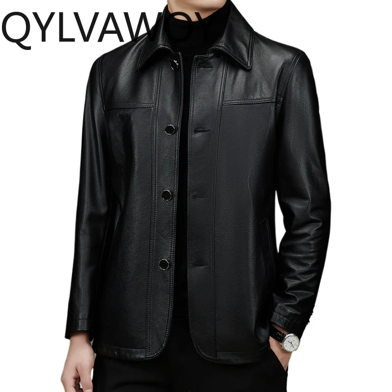 QYLVAWOY 100% Real Leather High Quality Pure Leather Coat Top Layer Cowhide Genuine Leather Jacket Men Spring Autumn Casual 2026
