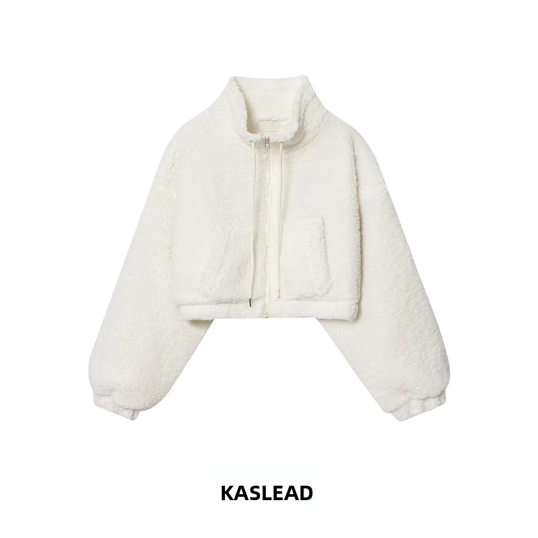 KASLEAD جديد Faionable حصيرة ort لامب الفراء القطن Jaet المرأة الشارع Sle طويل Sve سستة معطف للسيدات