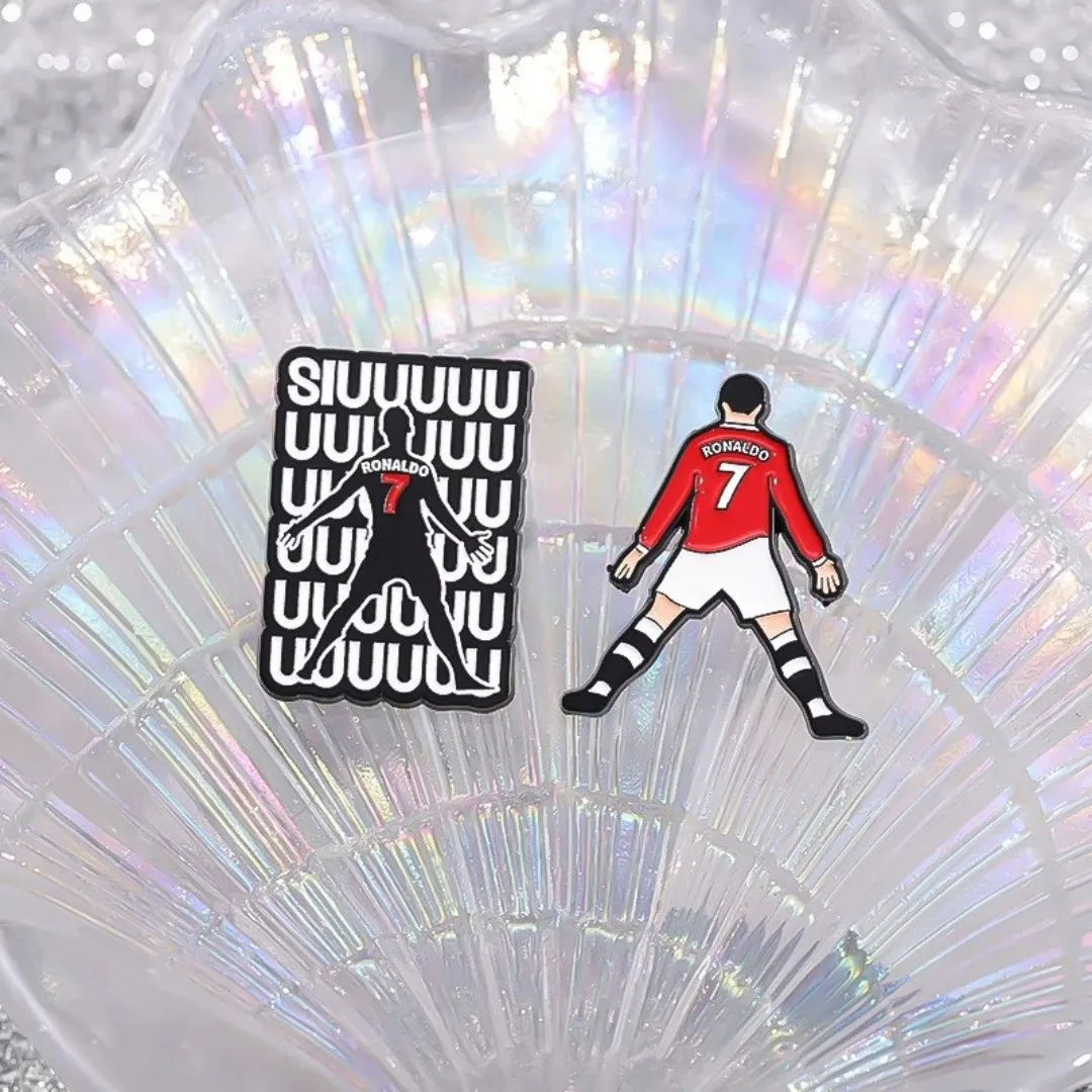 Cristiano Ronaldo CR7 Enamel Pins Set Red Jersey Celebration Design Brooch Badge For Backpack Clothing Soccer Fan Accessory Gift view 3