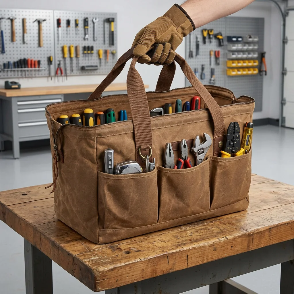 1pc Tool Organizer Heavy Duty Water Resistant Nylon Tool Bag for Electricians Home Repair Construction Work Durable 45L