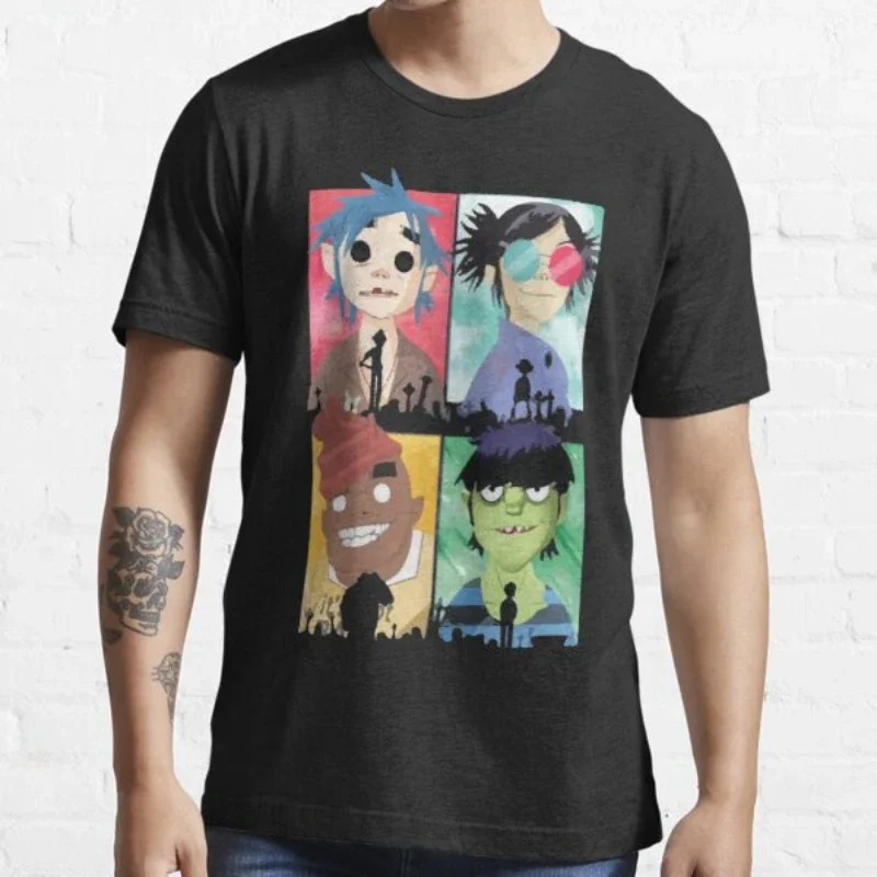 Men Clothing Oversized T Shirt Mens Tee Harajuku Anime Shirt Gorillaz Tee Adult Great Quality Tshirt Retro Manga Graphic Tshirts