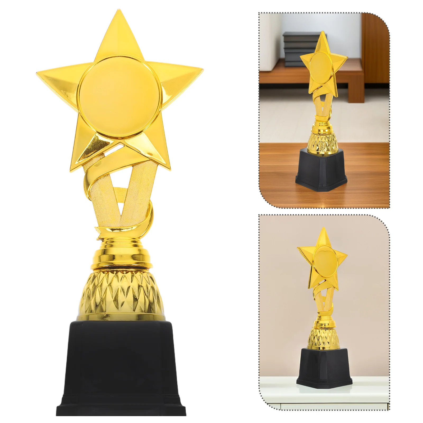 

Ribbon Star Trophy 25cm Golden Award Plastic Trophy Kids Party Supplies Game Prizes Small Size Cup Trophies Competition