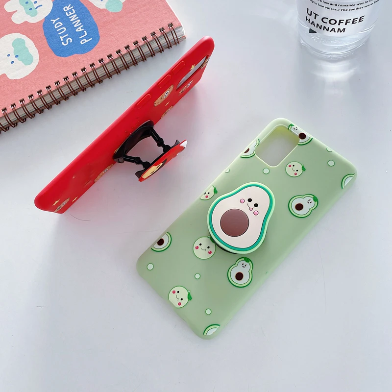 3D Silicone Cartoon Phone Holder Case For Xiaomi Redmi Note 10 Redmi Note 10 11 Pro Note 9 Pro Note 8T 7 Pro Redmi 9 9C 9A Cover