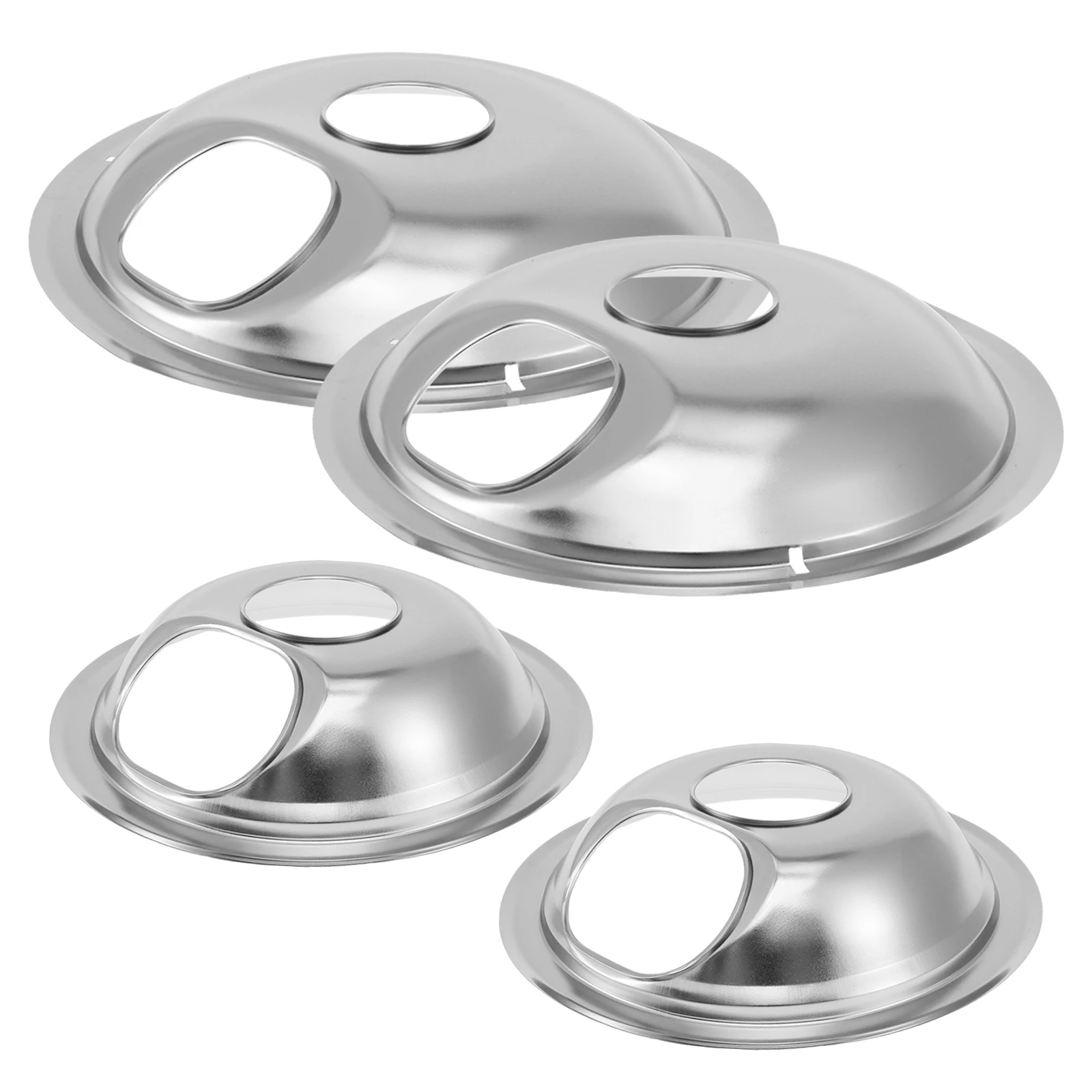 4 Pcs Drip Pans Set with Chrome Coating Heat Resistant Drip Pan Round Stove Drip Pans Electric Stove Burner Drip Pans Includes 2