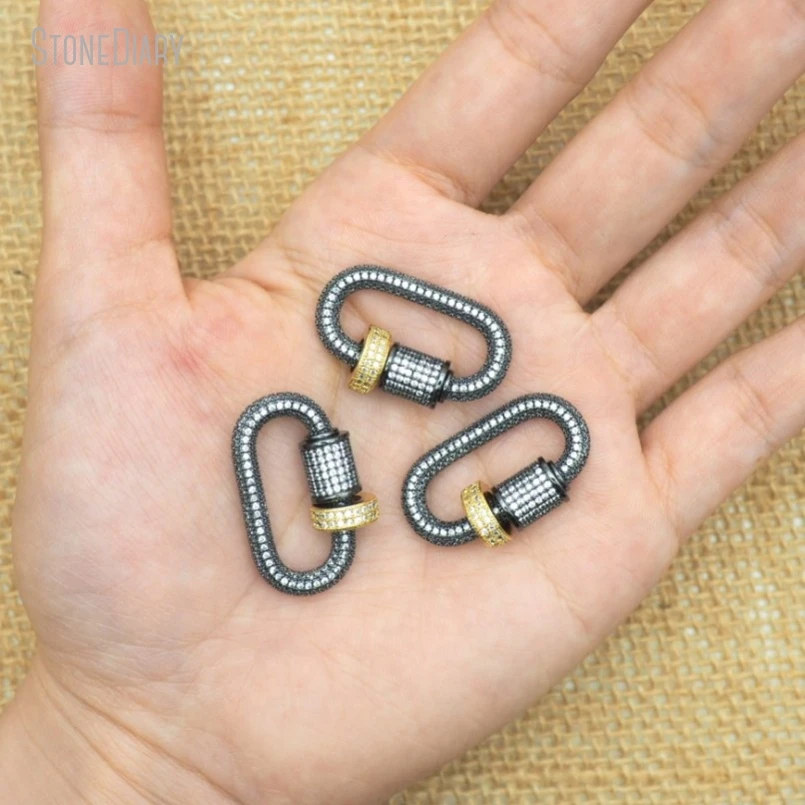 

5Pcs Wholesale Screw Oval Shape Invisible Setting Cubic Zirconia Copper Accessory Clasps FC50089