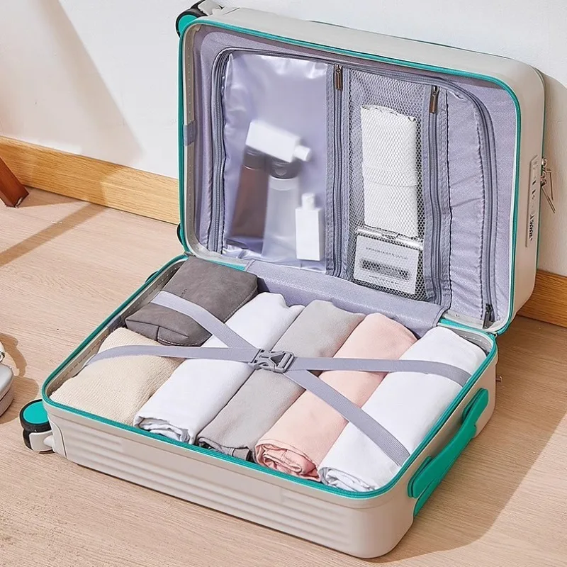 20/24/26 بوصة المتداول الأمتعة حقيبة سفر الجبهة افتتاح مع حامل الكأس حمل على الأمتعة الصعود حقيبة تروللي بعجلات