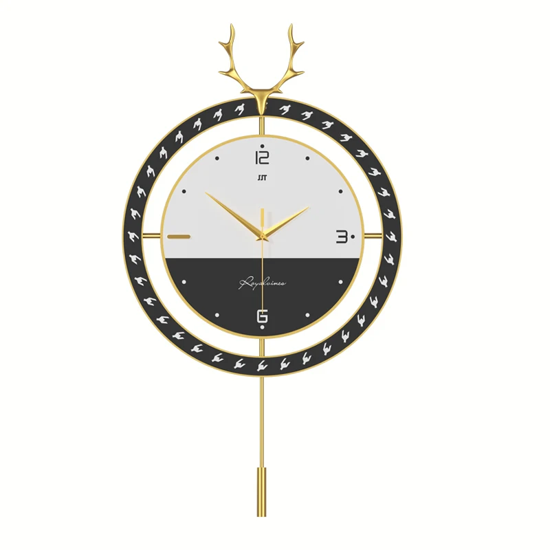 Modern light luxury deer wall clock living room home fashion personality decoration Nordic hanging