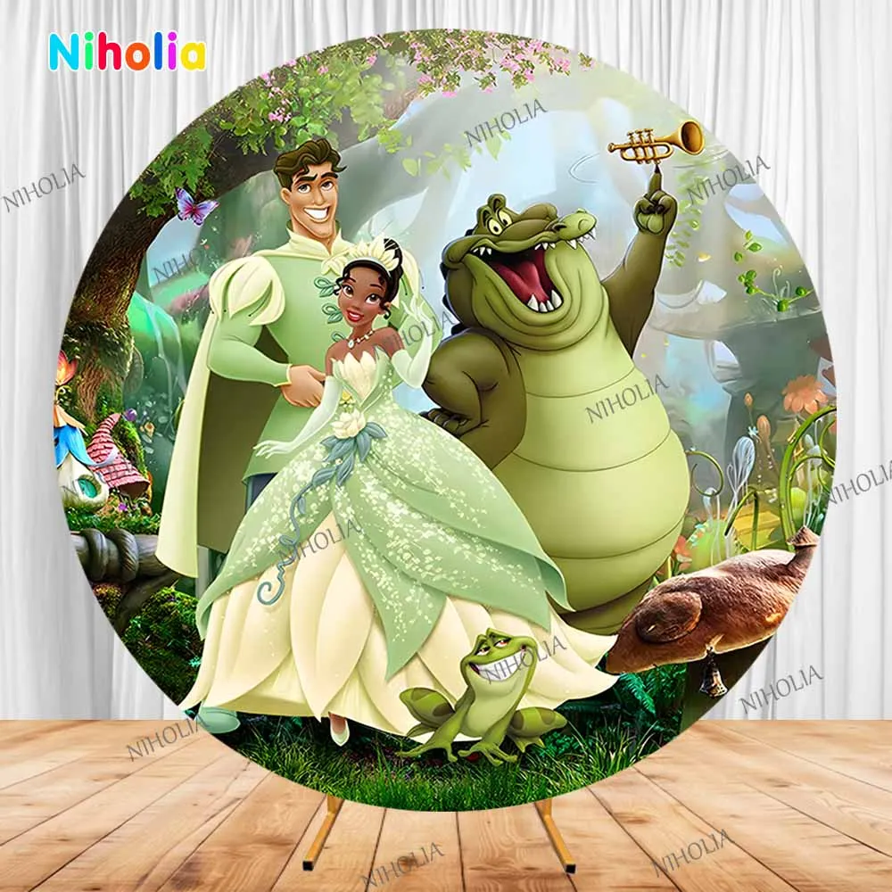 The Princess and the Frog Backdrop Round Kid Birthday Decoration Photography Background Party Cover Baby Shower Studio Props