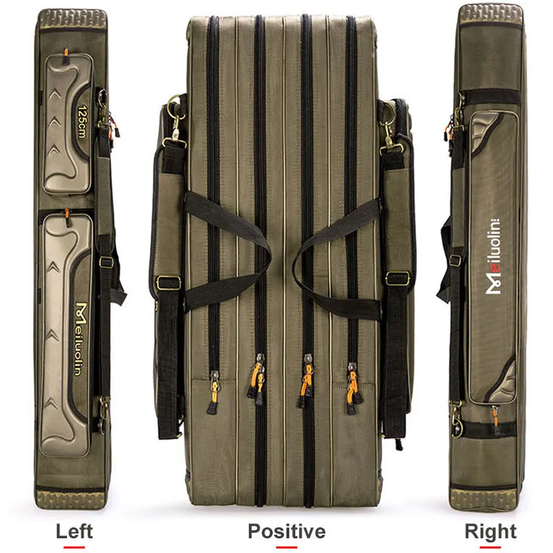 2/3/4 Layer 80/90/100/120/125CM Fishing Bag Single-Shoulder Multi-Function Fishing Rod Reel Bait Storage Bag Fishing Gear