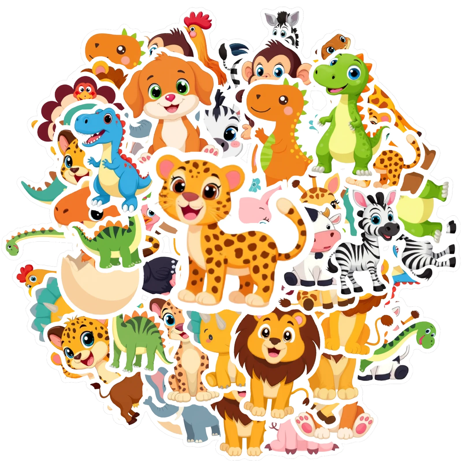 35pcs-50pcs Cute Animal Stickers Colorful Fun Laptops Stickers Notebooks Suitcases Stickers Teacher Reward