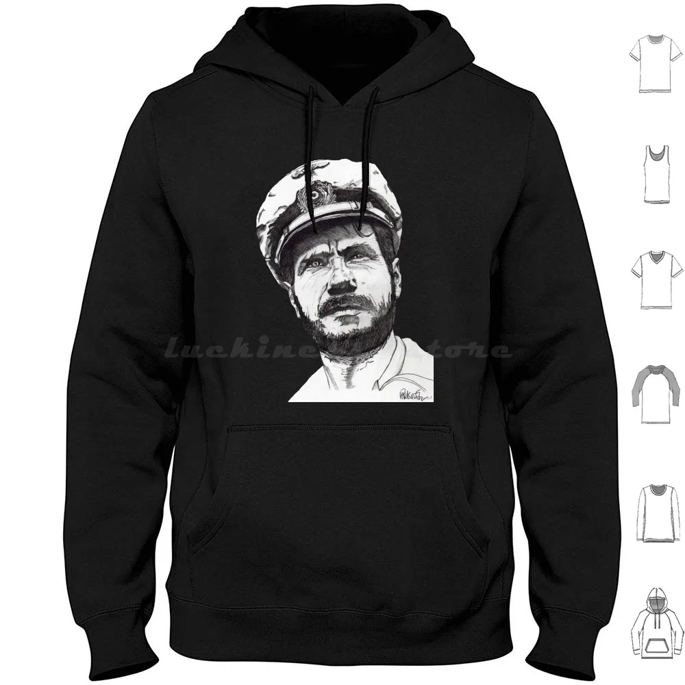 Das Boot Hoodies Long Sleeve Pencil Original Portrait Das Boot U Boat Jurgen Prochnow Wolfgang Petersen Movie War